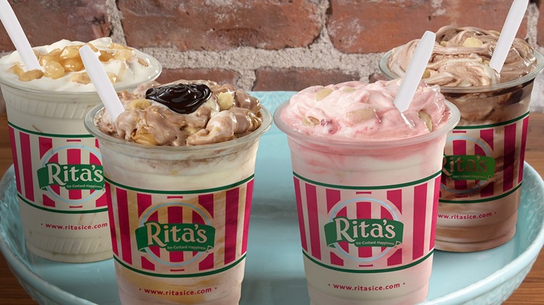 four cups of Rita's custard