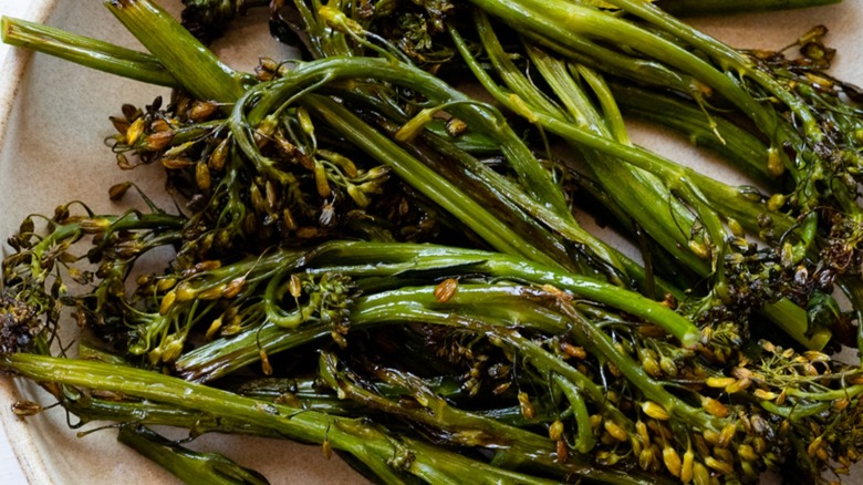 cooked broccolini on plate