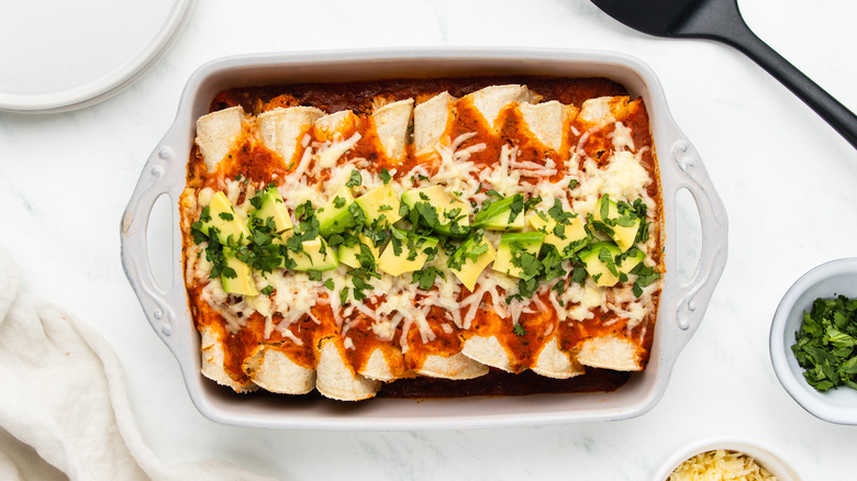 Enchiladas in a baking dish