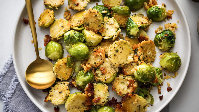 roasted parmesan crusted brussels sprouts