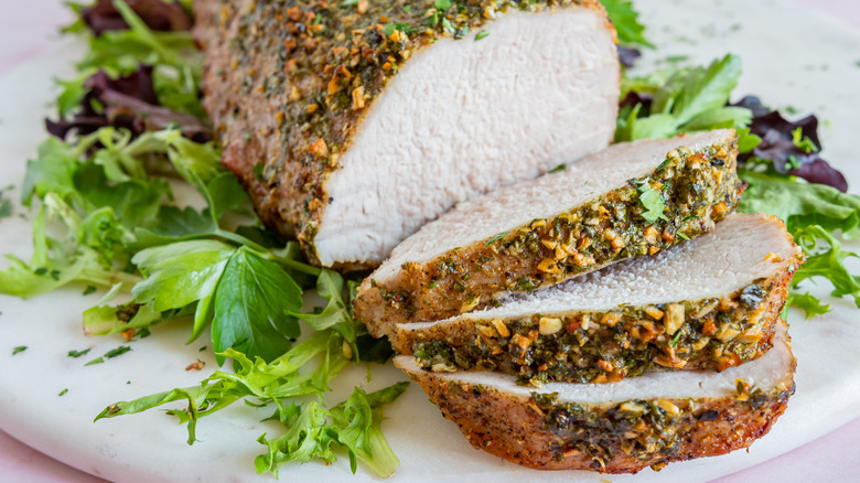 roasted pork tenderloin slices