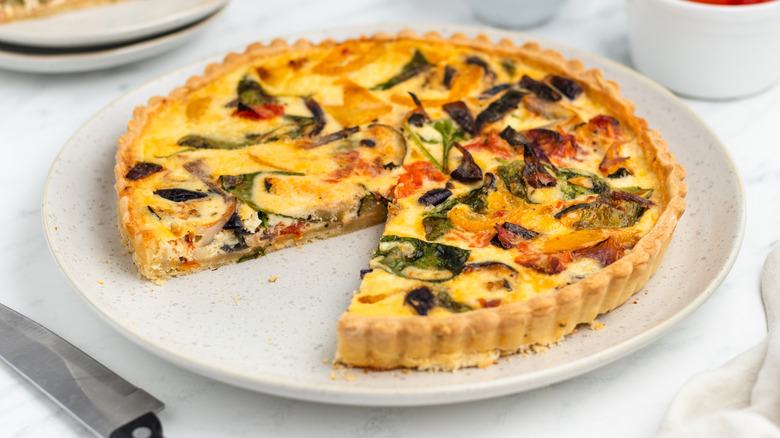 quiche with slice removed
