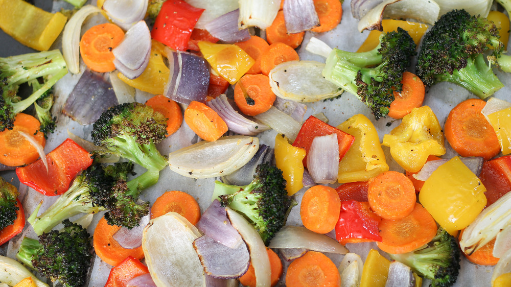 roasted vegetables on sheet pan