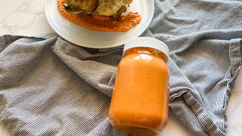 romesco sauce in jar