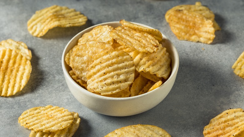 Bowl of Ruffles potato chips