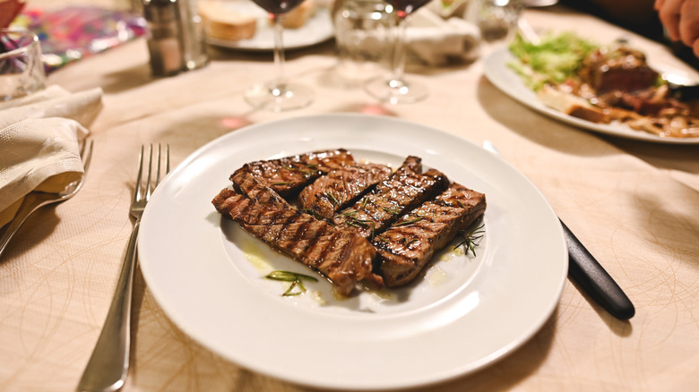 plate of steak in steakhouse