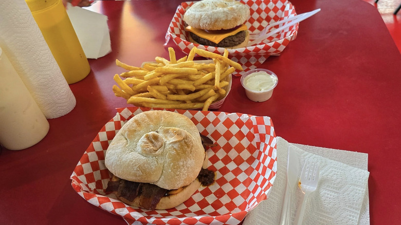 Burger and fries with no vegetables