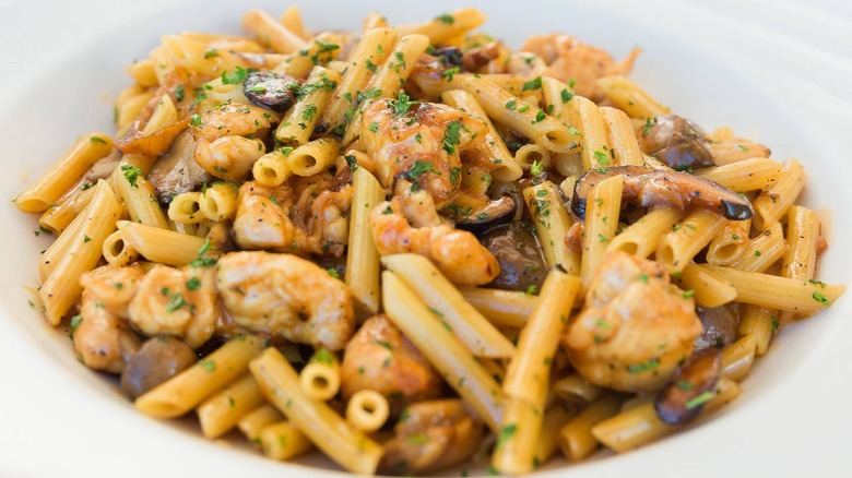 A large serving of Pasta Da Vinci at the Cheesecake Factory.