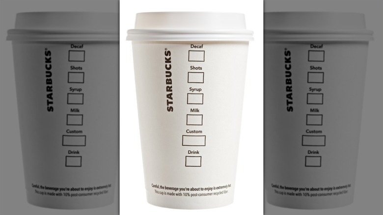 The back of a Starbucks cup