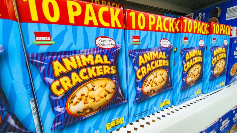 10-pack boxes of animal biscuits at Dollar Tree
