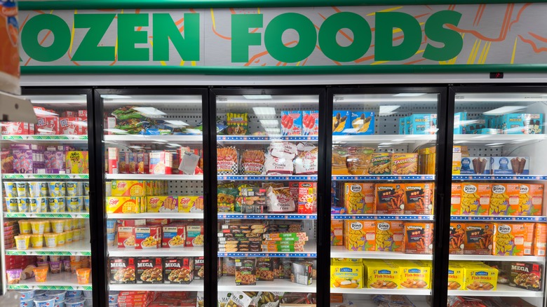 Freezers at the frozen food section at Dollar Tree