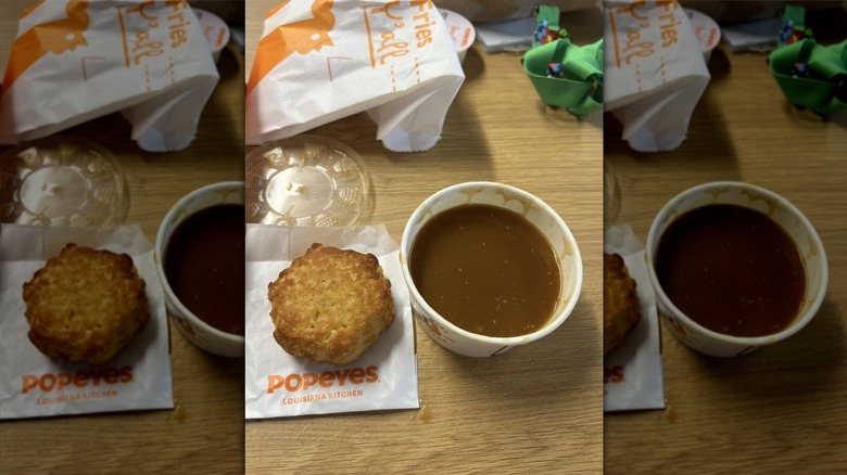 Popeyes biscuit with fried chicken