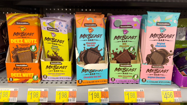 Old design of MrBeast Feastables chocolate bars