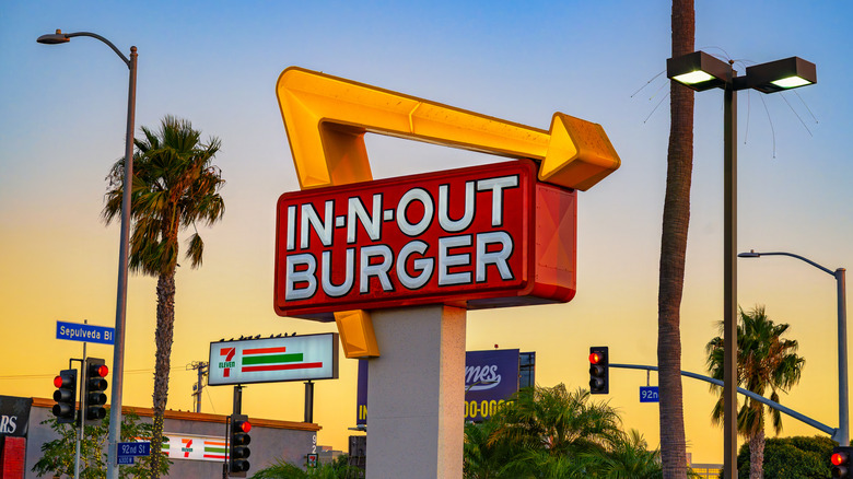 L.A. In-N-Out sign at sunset