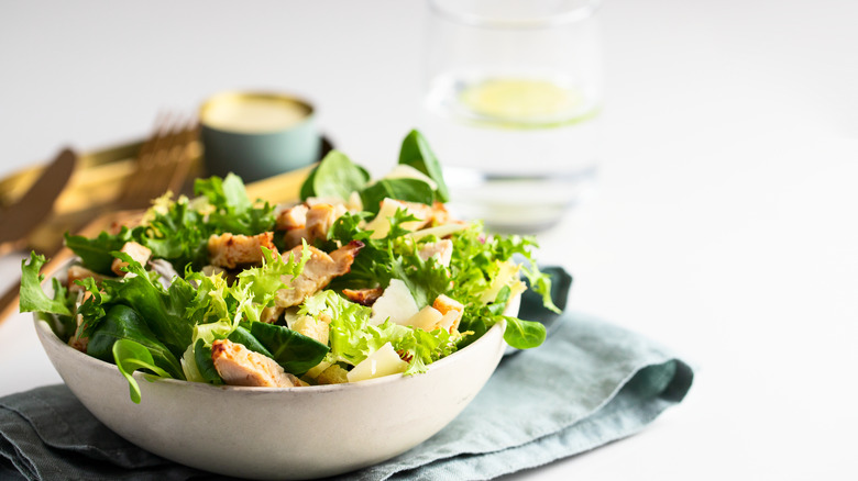 Close up on salad in dinner bowl