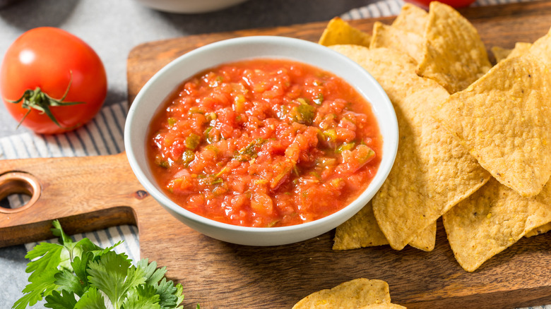 Tomato salsa with tortilla chips