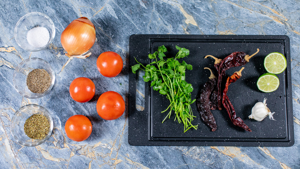 salsa ingredients laid out