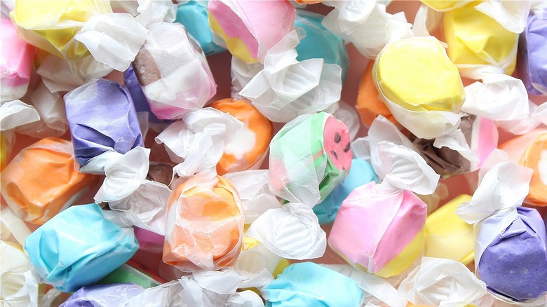 Salt water taffy piled together 