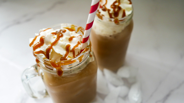 Finished coffee topped with whipped cream