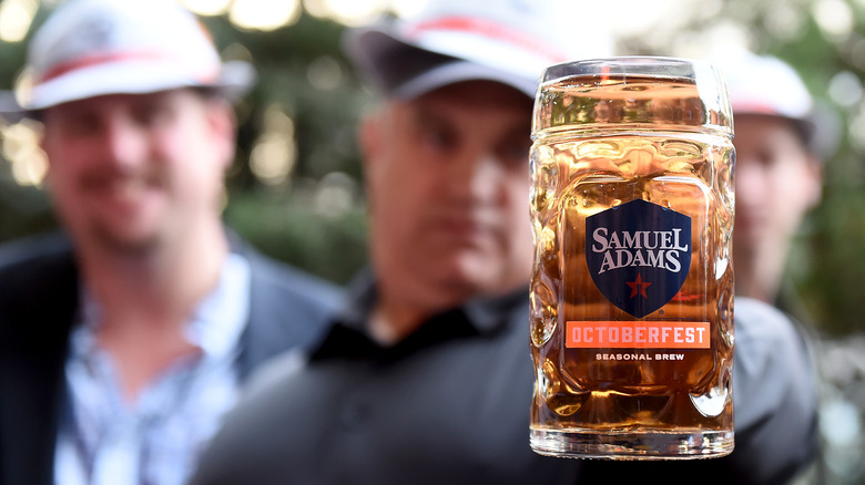 Close-up Sam Adams OktoberFest beer in mug