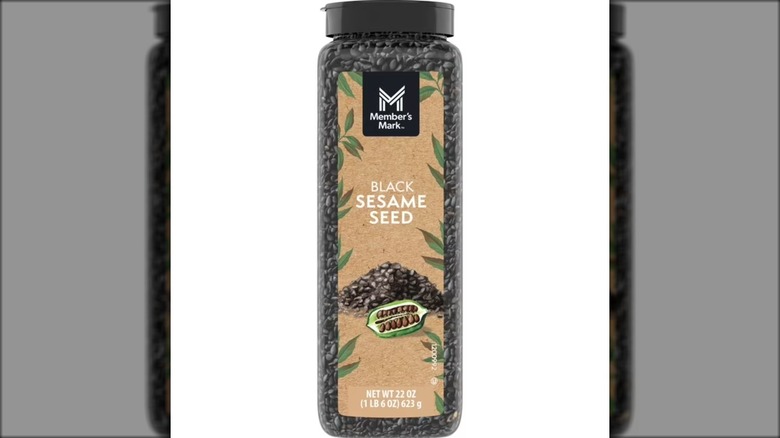 Bottle of black sesame seeds