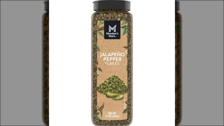 Bottle of dried jalapeño pepper flakes