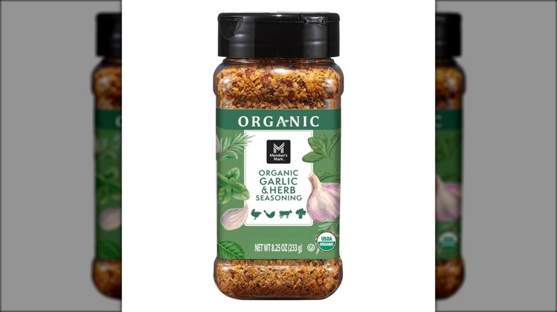 Bottle of garlic herb seasoning