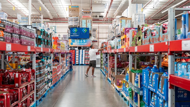Customer shopping in an aisle at Sam's Club