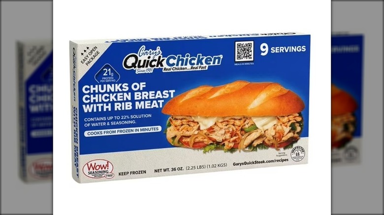 Package of pre-cooked chicken meat.