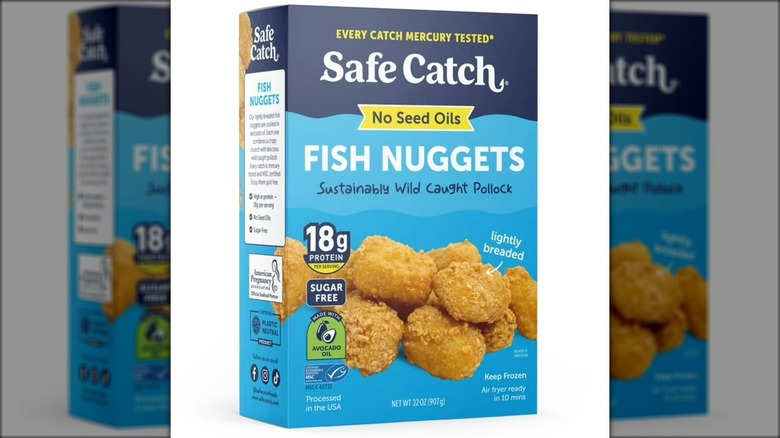 Package of breaded fish nuggets.