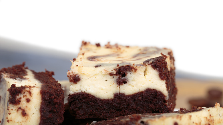 Slice of brownie cheesecake