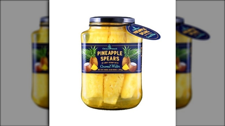 A bottle of Pineapple Spears close-up