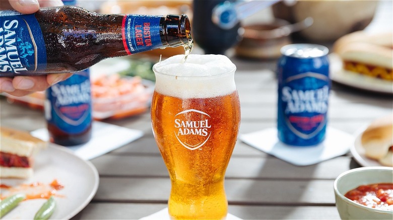 Pouring Samuel Adams Boston Lager