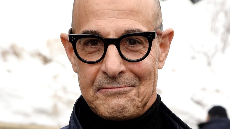 Stanley Tucci in glasses smiling 