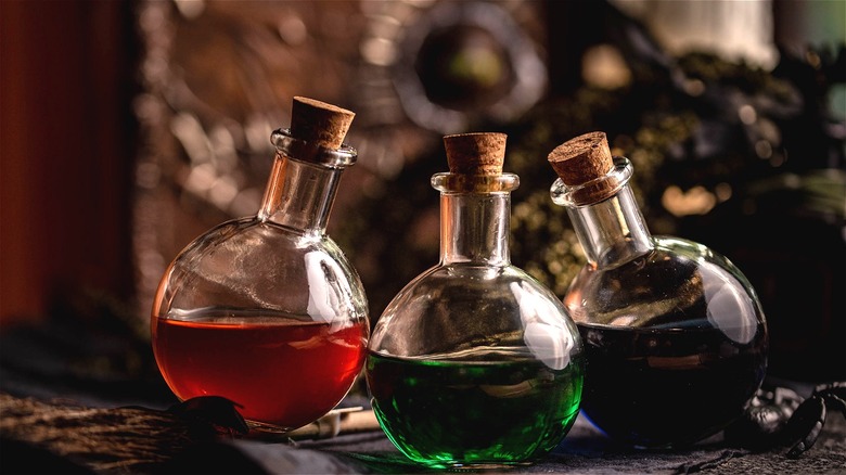 colorful shots in potion bottles