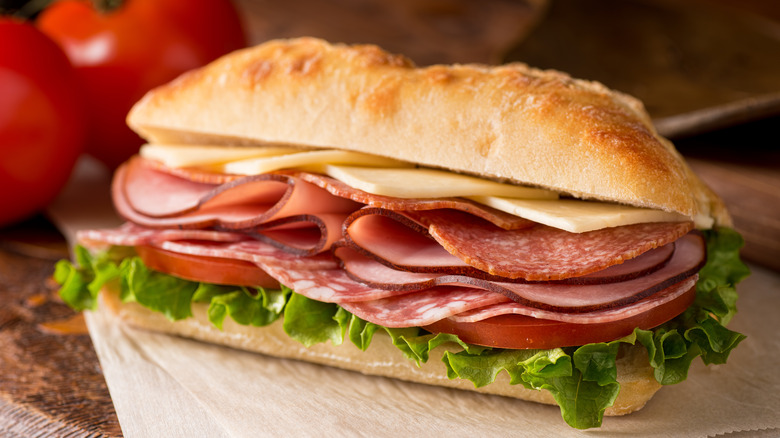 Italian sub sandwich with cheese