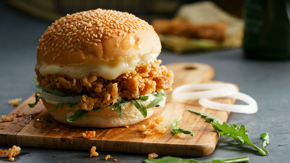fried chicken sandwich with cheese