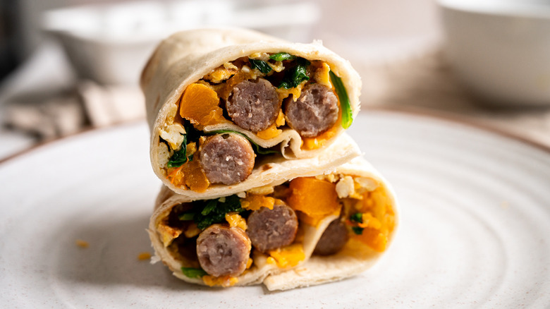 squash and breakfast sausage burrito