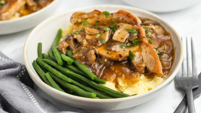 Savory Boneless Pork Chops And Mushroom Gravy Recipe