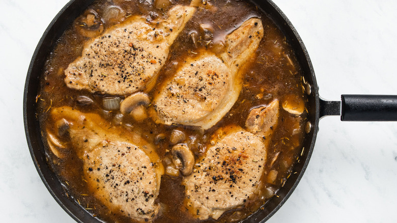 Savory Boneless Pork Chops And Mushroom Gravy Recipe