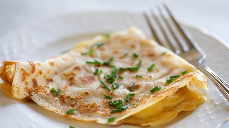brie-stuffed crepe with chives