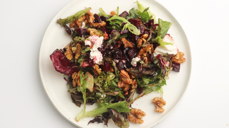 roasted beet salad on plate