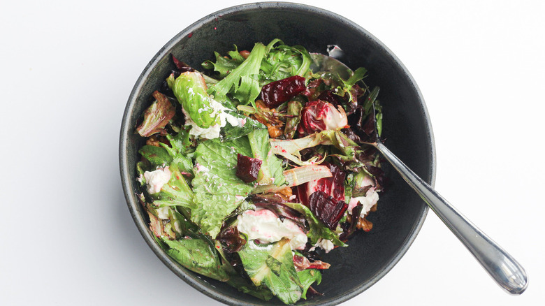 finished beet salad in bowl
