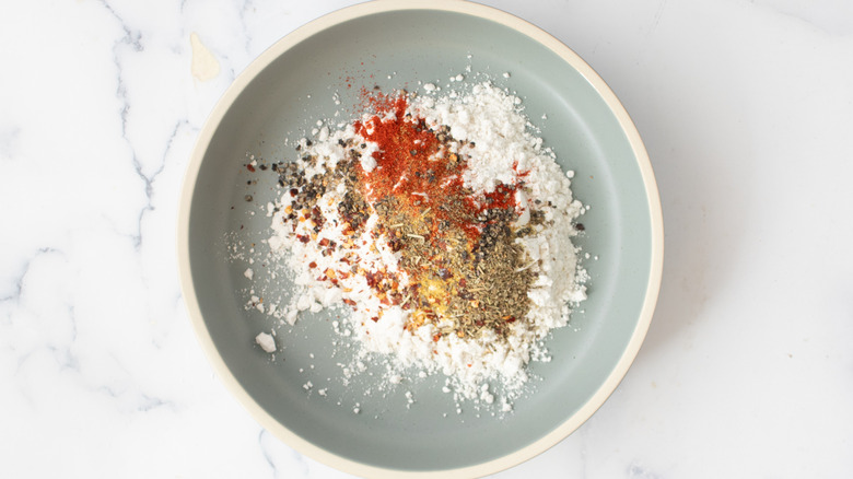 Flour and seasonings in bowl