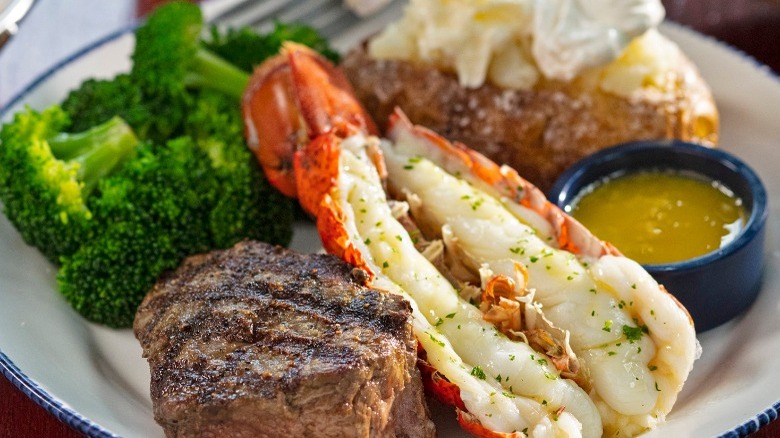 Red Lobster steak and lobster meal