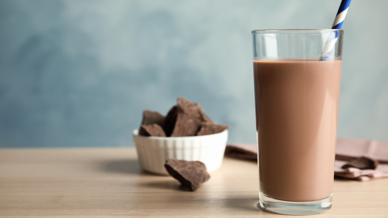 glass of chocolate milk