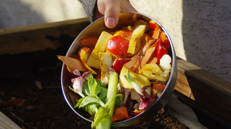 Food waste being composted