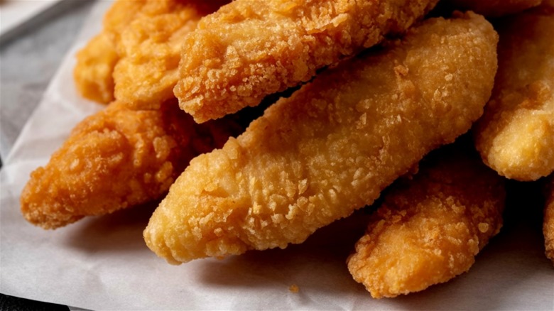 A close-up shot of chicken tenders.