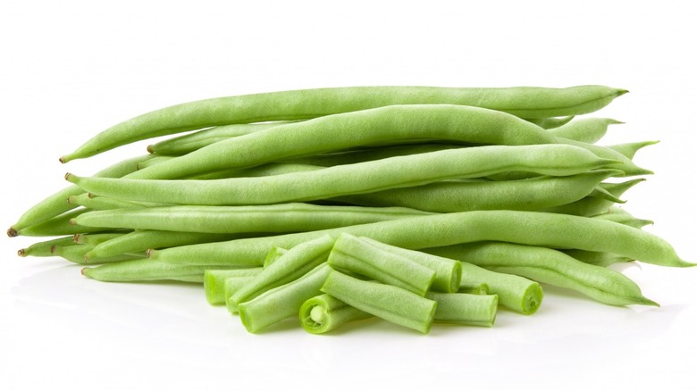 green beans on white background