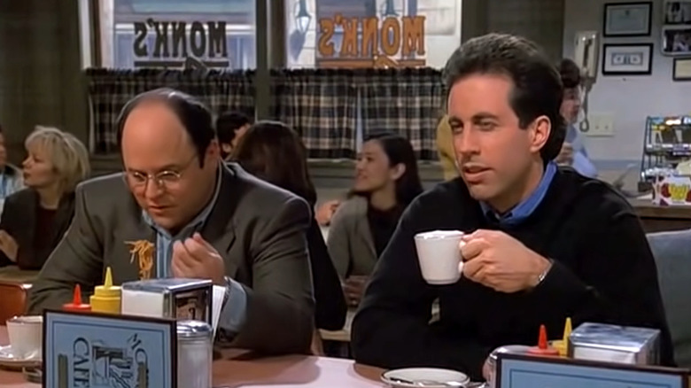 coffee drinking scene from monk's cafe in seinfeld